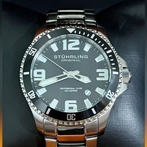Stuhrling Aquadiver Date Sport Diver Luxury Designer Watch